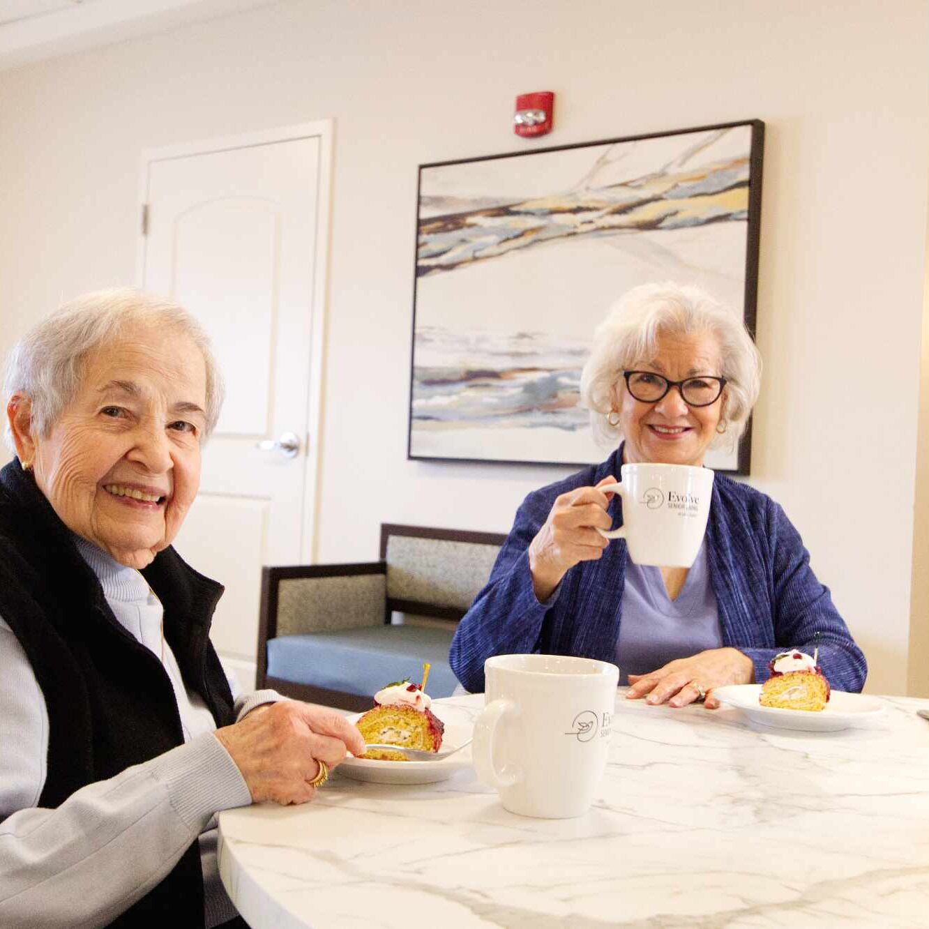 Senior living drinking coffee