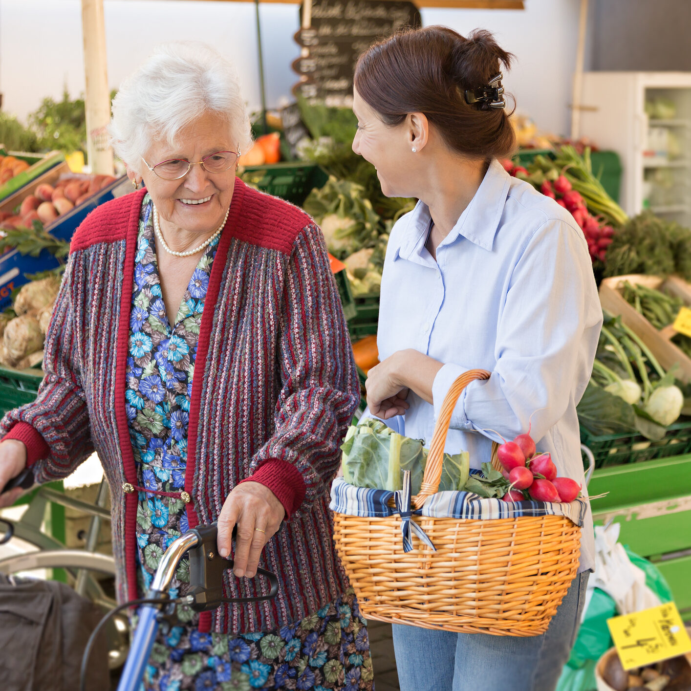 Assisted living - senior woman with caregiver shopping